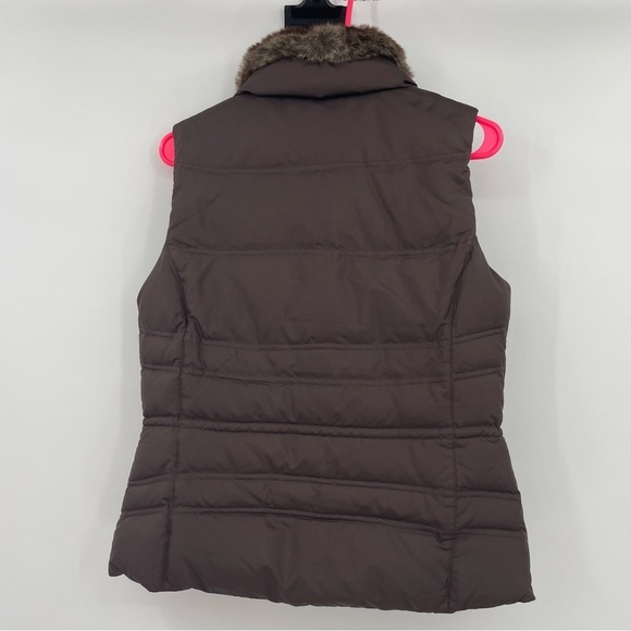 Eddie Bauer Goose Down Vest with Faux Fur Collar – Brown, Size Small - Picture 6 of 12